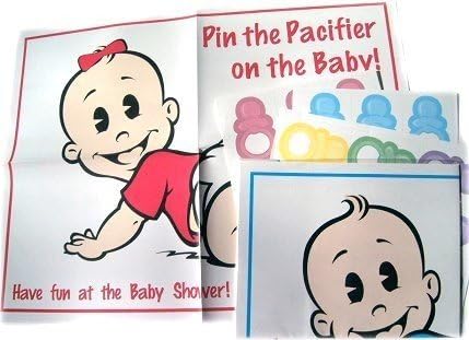 Pin the Pacifier on the Baby Caucasian Girl Baby Shower Game