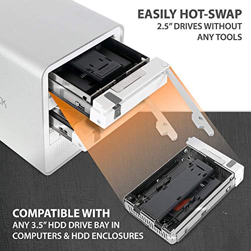 ICY DOCK Removable 2.5" SSD/HDD Mounting Adapter Kit Convert to 3.5" SAS SATA Hard Drive Tray/Enclosure/Mac Sled (MB382SP-3B) - Thumbnail 6