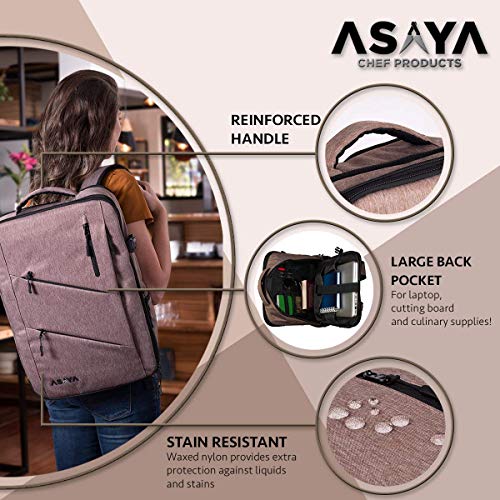 Asaya Chef Knife Backpack with 20 Pocket Knife Roll Bag Over 30