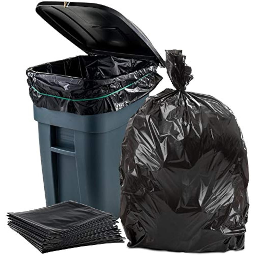 65 Gallon Trash Bags &x2502 1.5 Mil Black Heavy Duty Garbage Can Liners ...