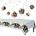 Disney Moana Deluxe MEGA Birthday Party Supplies Pack and Decorations for 16 includes Plates, Napkins, Cups, Cutlery, a Table Cover, a Candle, Swirl Decorations, and a Flower Garland