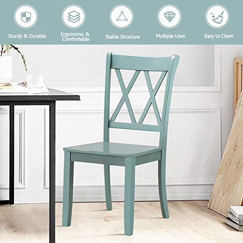 Giantex Set of 2 Dining Chairs, Rubber Wood Dining Room Side Chair