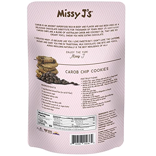 Missy J's Organic Carob Chips 8 Ounce 3 Pack Carob Made w/Coconut
