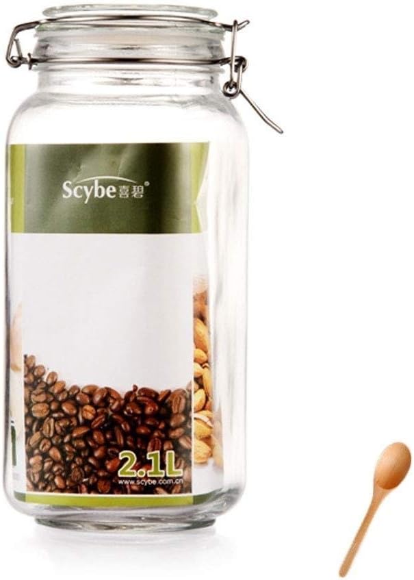 XSWZAQ Glass bottle sealed canister storage jar honey lemon enzyme milk powder canned sugar bottle new product (Size : 1500ml)
