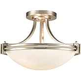 SAMTEEN Brushed Nickel Semi Flush Mount Ceiling Light Modern 3-Light White Glass Hallway Light Fixture Ceiling for Bedroom Li