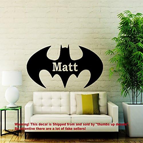 Thumbs up decals Wall Decals Boys Personalized Name Stickers Batman Decal Nursery Vinyl Sticker Superhero Kids Decor Playroom Interior Bedroom Window Murals zz365 (16x35)