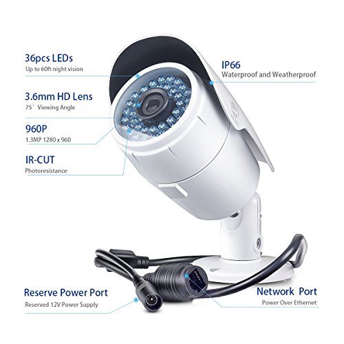JOOAN TC-703NVR POE 4CH NVR 960P HD Security ip Camera System Surveillance Network Camera System Night Vision - with 1TB Hard Drive - Thumbnail 2