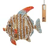 Hyaline&Dora Tropical Fish Trinket Box Hinged Small Jewelry Ring Holder Bejeweled Figurine Collectible Decoration Gift
