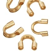 50pcs Adabele Tarnish Resistant Wire Guard Thread Protector Loop Guardian 18K Yellow Gold Plated (Hole 0.5m/0.02 inch) for DIY Craft Jewelry Making BF254-1