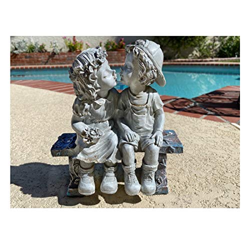 Lily’s Home First Kiss Resin Garden Statue, Little Girl and Boy Kissing