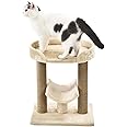 Amazon Basics Multi- Platform Cat Tree with Scratching Post for Indoor Cats up to 25lbs, 18 x 14 x 22 Inches, Beige
