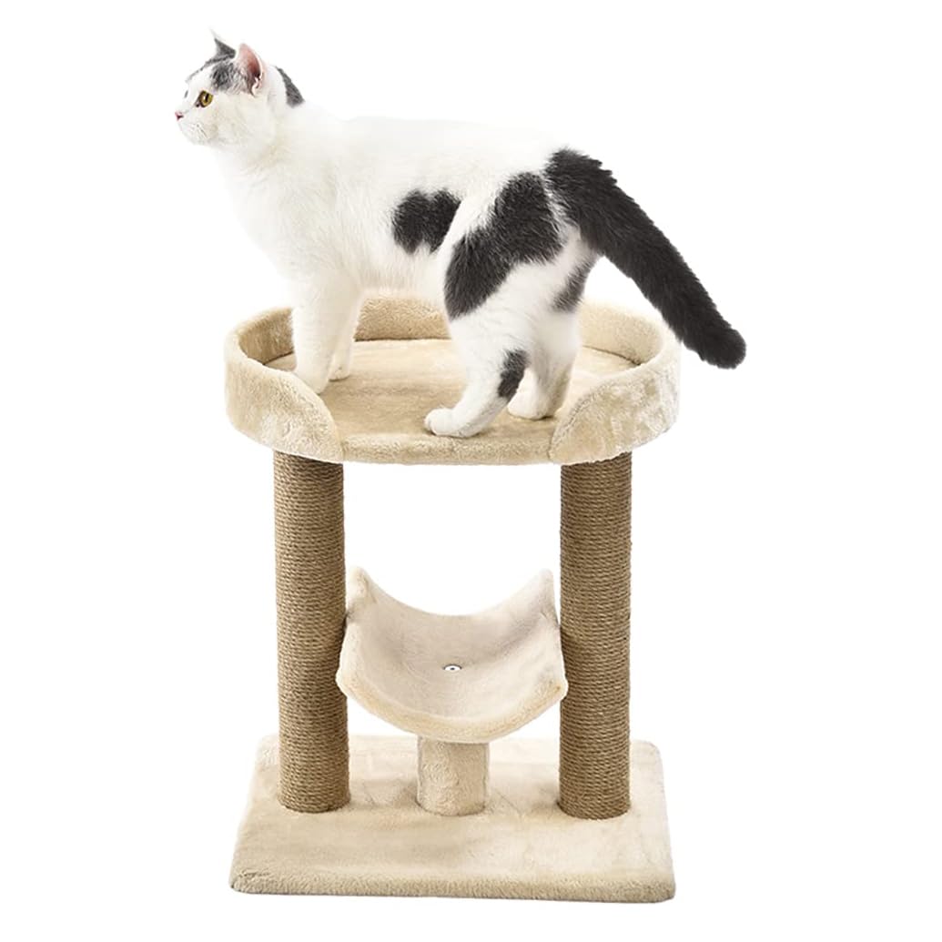 Photo 1 of Amazon Basics Multi- Platform Cat Tree with Scratching Post for Indoor Cats up to 25lbs, 18 x 14 x 22 Inches, Beige
