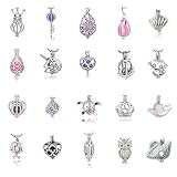 10Pcs White Gold Plated Pearl Bead Cage Locket Pendants, No Color, Size No Size