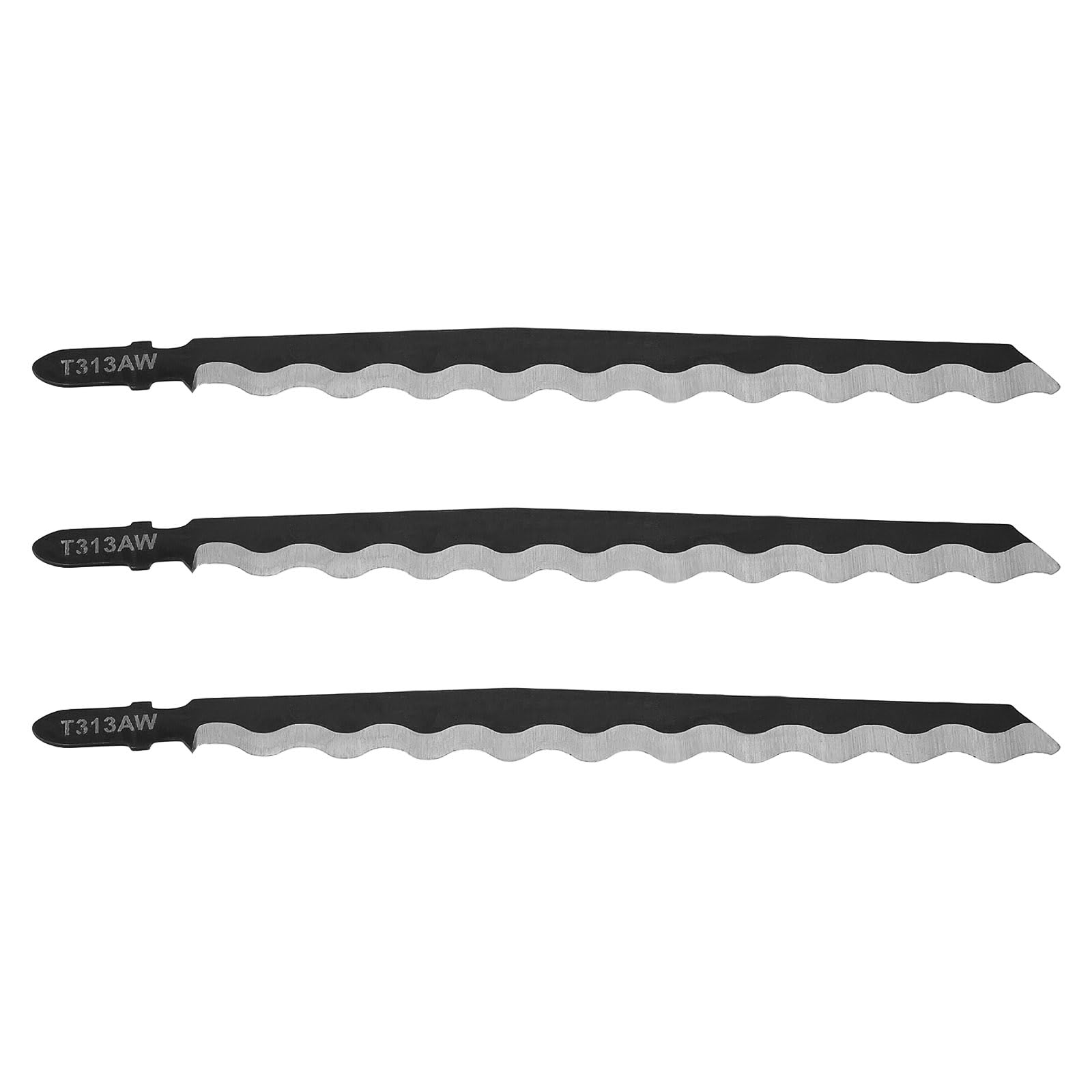 eMagTech 3PCS T313AW Jigsaw Blade T Shank HCS Jig Saw Blade Soft Material Jigsaw Blade for Cutting Cardboard Leather Carpet Total Length 152mm Thickness 1mm Working Length 126mm