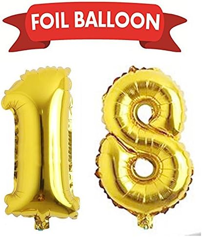 18th birthday party supplies 18th Gold Number Balloons foil helium balloons,birthday decorations 18th anniversary gifts.(40inch gold number 18)