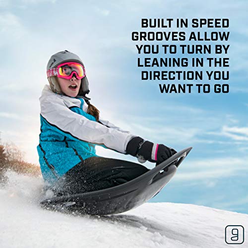 Gizmo Riders Meteor Snow Sled- Multi-Purpose Sit or Kneel Saucer Sled Built for Speed with Raised Safety Handles for Maximum Steering Control, Up to 200lbs, Snow Sled for Kids 3 and up (Red, 28 Inch) - Thumbnail 4
