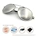 J+S Premium Military Style Classic Aviator Sunglasses, Polarized, 100% UV protection for Men Women (Medium - Silver Frame/Silver Mirror Lens)