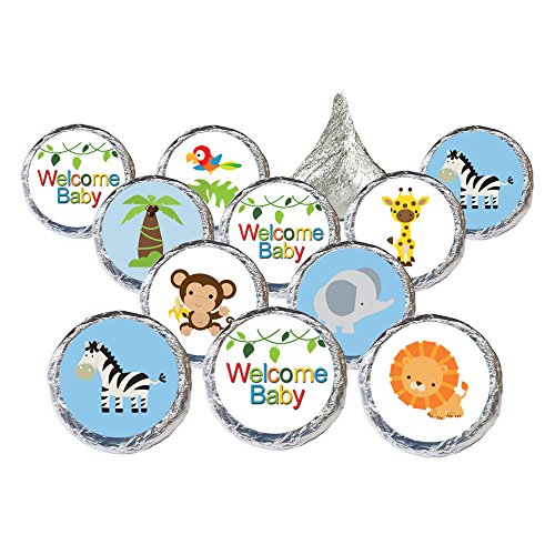 Jungle animals safari baby shower favor stickers (set o…