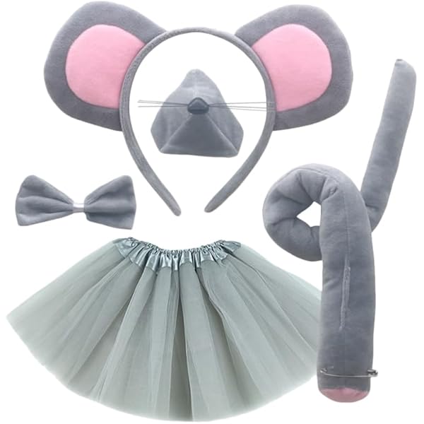 Lot De 12 Accessoires De Costume De Souris Avec Oreilles De Souris, Bandeau, Lunettes De Soleil, Canne Aveugle, Gants Blancs Pour Halloween Et Femme