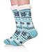 EBMORE Women Slipper Fuzzy Socks Fluffy Cozy Cabin Warm Winter Soft Thick Comfy Fleece Christmas Anti Slip Home Stocking Stuffer(Light Blue Color)