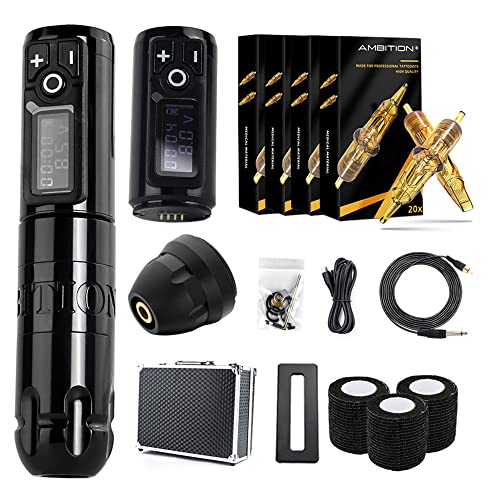Ambition Soldier Wireless Tattoo Machine Kit Complete Rotary Coreless