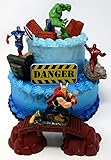 AVENGERS Deluxe Super Hero Birthday Cake Topper Set Featuring Avenger Figures and Decorative Themed Accessories