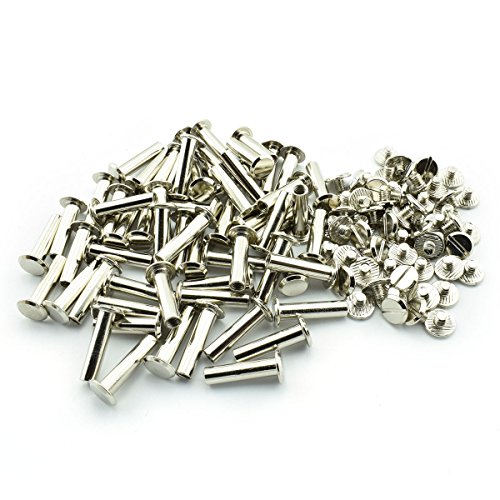 60 Sets Silvery Chicago Screws 3/4 Inches Screw Posts Metal Accessories Nail Rivet Chicago Button For DIY Leather Decoration Document Book Album Bookbinding Round Flat Head Stud Screw