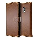 BELK Motorola Moto G4 Play Case, Retro Vintage Leather Wallet Case for Motorola Moto G4 Play, Classical Manetical Snap Folio Flip Card Cover for Moto G 4th Gen (5 Inch), Buff