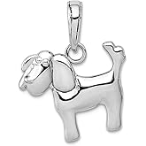 JewelryWeb 14.8mm 10k White Gold Polished Animal Pet Dog Charm Pendant Necklace for Women