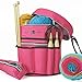Stitch Happy Knitting Bag (Fuchsia): 7 Pocket Yarn Bag, Crochet Bag, Yarn Storage, Crochet Storage