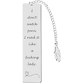 Metal Bookmark Gift, Engraved Stainless Steel Leaf Pendant Book Mark | Engraved 'I don't watch porn. I read it like a fking lady',Exquisite Gift Box,For Women Friends Teacher Classmate Book Lovers