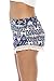 Just Love High Waisted Women Shorts - Summer Pom Pom Beach Shorts,Blue/Cream Floral Chevron,X-Large,Blue/Cream Floral Chevron,X-Large
