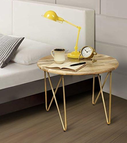 Retro Wooden Round Coffee End Table Long Bedside Cocktail Table Stool Multi Utility Home Patio Furniture Decor 24 x 20 Inches