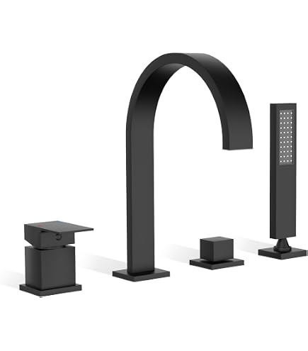 Wintap Roman Bath Tub Faucet Set With Sprayer, 5 Hole Widespread Deck...