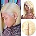 613 Blonde Bob Wig Colored 13x6 Deep Part Human Hair Wigs with Baby Hair Glueless Lace Front Wigs with Pre-Plucked Hairline 150% Density Straight Wig for Black Women 12 Inch