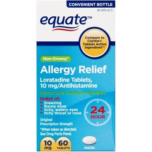 Equate Loratadine Tablets 10Mg Antihistamine NonDrowsy 24 Hour Allergy