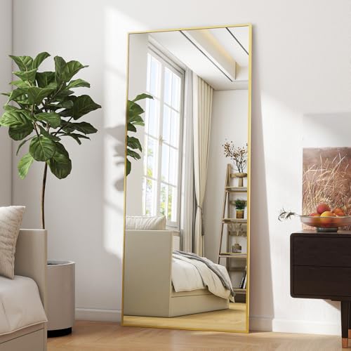 BEAUTYPEAK bruchsicher Ganzkörperspiegel 60x165 cm, Standspiegel hängend oder lehnend an die Wand, groß Bodenspiegel mit Ständer für Schlafzimmer, Woh