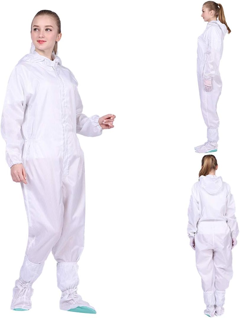 MISSYO Disposable Full Body Protective Coveralls，One Piece Non-Woven Fabrics Protective Hooded Isolation Suit with Zip Front Opening.(XL)