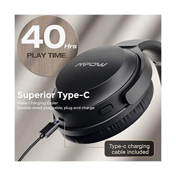 2021-Upgraded-Mpow-Type-C-Noise-Cancelling-Headphones-40H-Super-Standby-Bluetooth-50-Over-Ear-Wireless-Headset-Hi-Fi-Deep-Bass-CVC-80-Mic-35mm-AUX-Cable-for-Work-Travel-Phone-PC-TV 2021 Upgraded Mpow Type-C Noise Cancelling Headphones, 40H Super Standby, Bluetooth 5.0 Over Ear Wireless Headset, Hi-Fi…