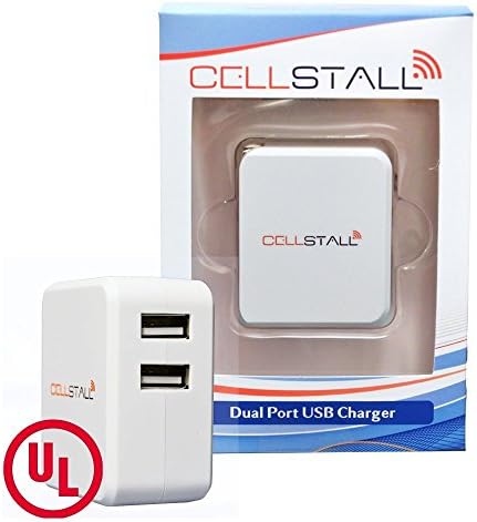 USB Wall Charger- Duel Port, High Speed Travel Charger with Smart IC. Foldable Plug for iPhone, iPad, Samsung Galaxy, HTC Nexus Moto Blackberry, Bluetooth Speaker Headset &amp; Power Bank, White