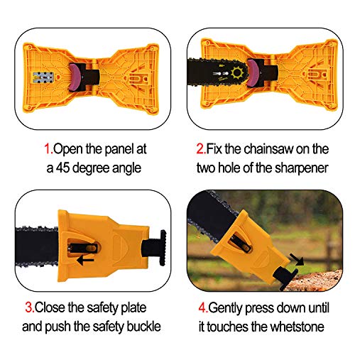 Chainsaw Sharpener,IELECMG Chainsaw Teeth Sharpener Work Sharp Chain Saw Sharpener Kit Chain Saw Blade Sharpener (chainsaw with two holes)
