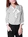 Allegra K Women Bow Neck Polka Dotted Blouses Summer Dressy Tops White L