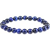 Clearain Natural Gemstones Bracelet 8mm Chakra Round Beads Energy Power Crystal Reiki Healing Elastic Stretch 7 Inch for Women Men Unisex