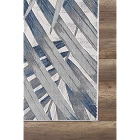 Abani 5'3" X 7'6" Blue Grey & Beige Floral Palm Leaf Pattern Area Rug Rugs - Nova Collection Modern Eclectic Style Accent Rug 51nscoxgf1L