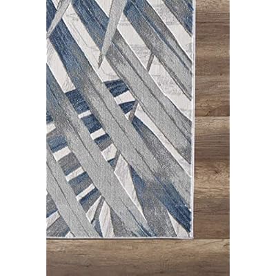 Abani 5'3" X 7'6" Blue Grey & Beige Floral Palm Leaf Pattern Area Rug Rugs - Nova Collection Modern Eclectic Style Accent Rug 51nscoxgf1L