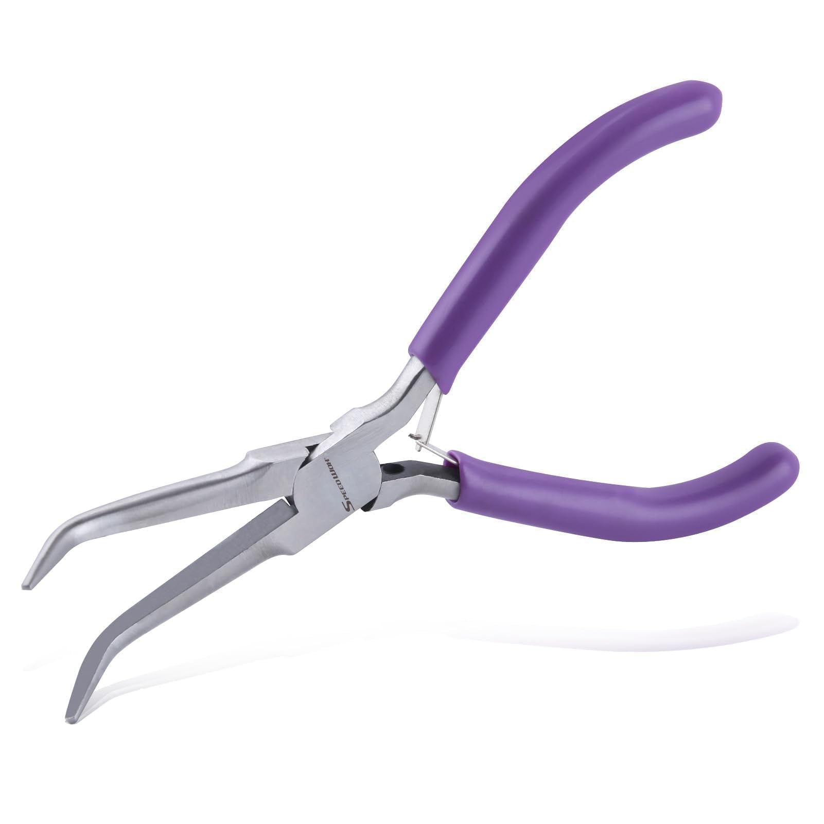 SPEEDWOX Bent Needle Nose Pliers with Smooth Jaw - 45 Degree Bent Long Nose Pliers for Fishing, Jewelry Making, Wire Bending and Small Object Gripping