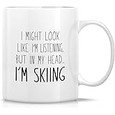 Retreez Funny Mug - In My Head I'm Skiing Snow Ski Junkie Skier Winter Sport 11 Oz Ceramic Coffee Mugs - Funny Sarcasm Inspirational birthday gifts for men women him her friend coworker sister brother