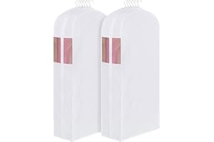 Univivi 60 Inch Cotton Garment Bags for Hanging Clothes and Storage,Breathable Washable Dress Bags for Gowns Long,Full Zipper