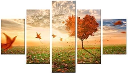 Lupia Quadro Moderno 5 Pezzi Foglie Al Vento Worldvogue 100 X 150 Cm Su Tela Amazon It Casa E Cucina