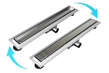 VBChome doppelseitige 90 cm DUPLEX-Ablauf Duschrinne Bodenablauf Selbstreinigender Siphon mit Geruchsstop Größen 60-120cm Abl